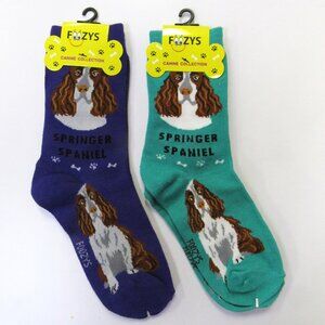 2 Pairs Women's Socks Springer Spaniel Dog Print Foozy's Fun Novelty Gift